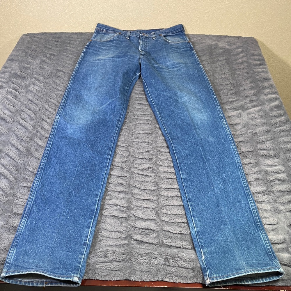 Vintage Wrangler 31MWZDN Blue Jeans Mens 36x36 Cowboy Cut Made in USA Denim